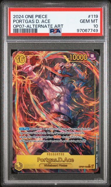 Portgas D. Ace Alt Art OP07 PSA 10