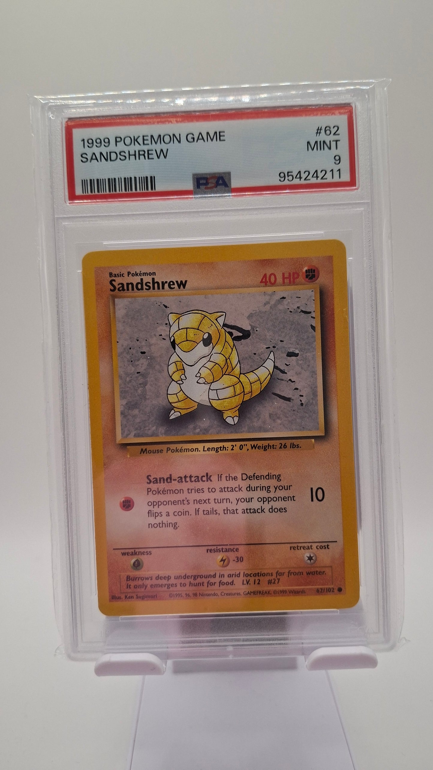 Base Set Sandshrew 62 PSA 9