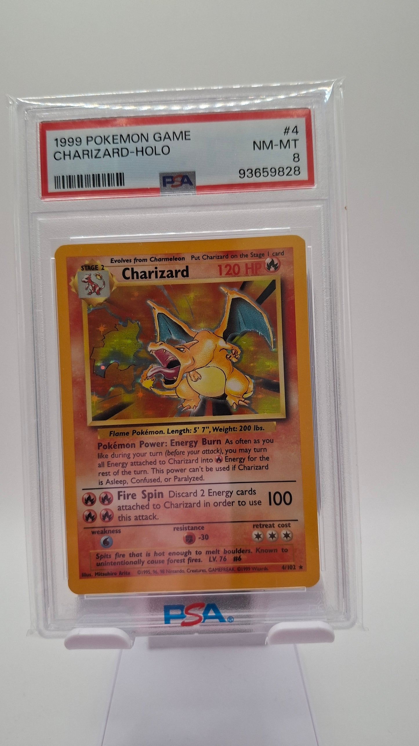 Base Set Charizard Holo 4 PSA 8