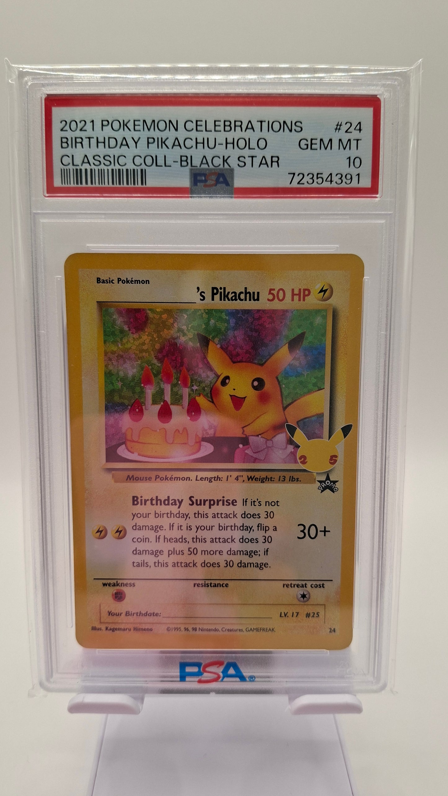Birthday Pikachu 24 PSA 10