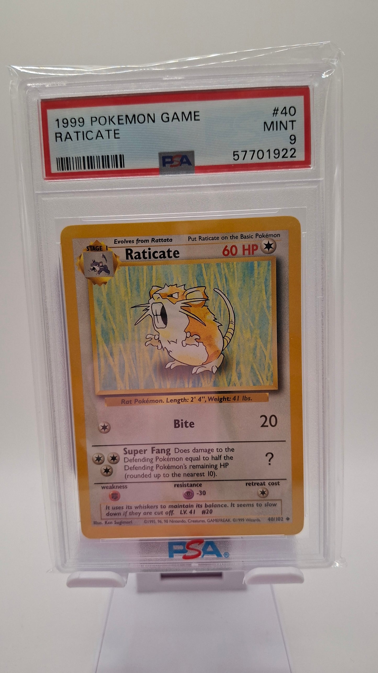 Base Set Raticate 40 PSA 9