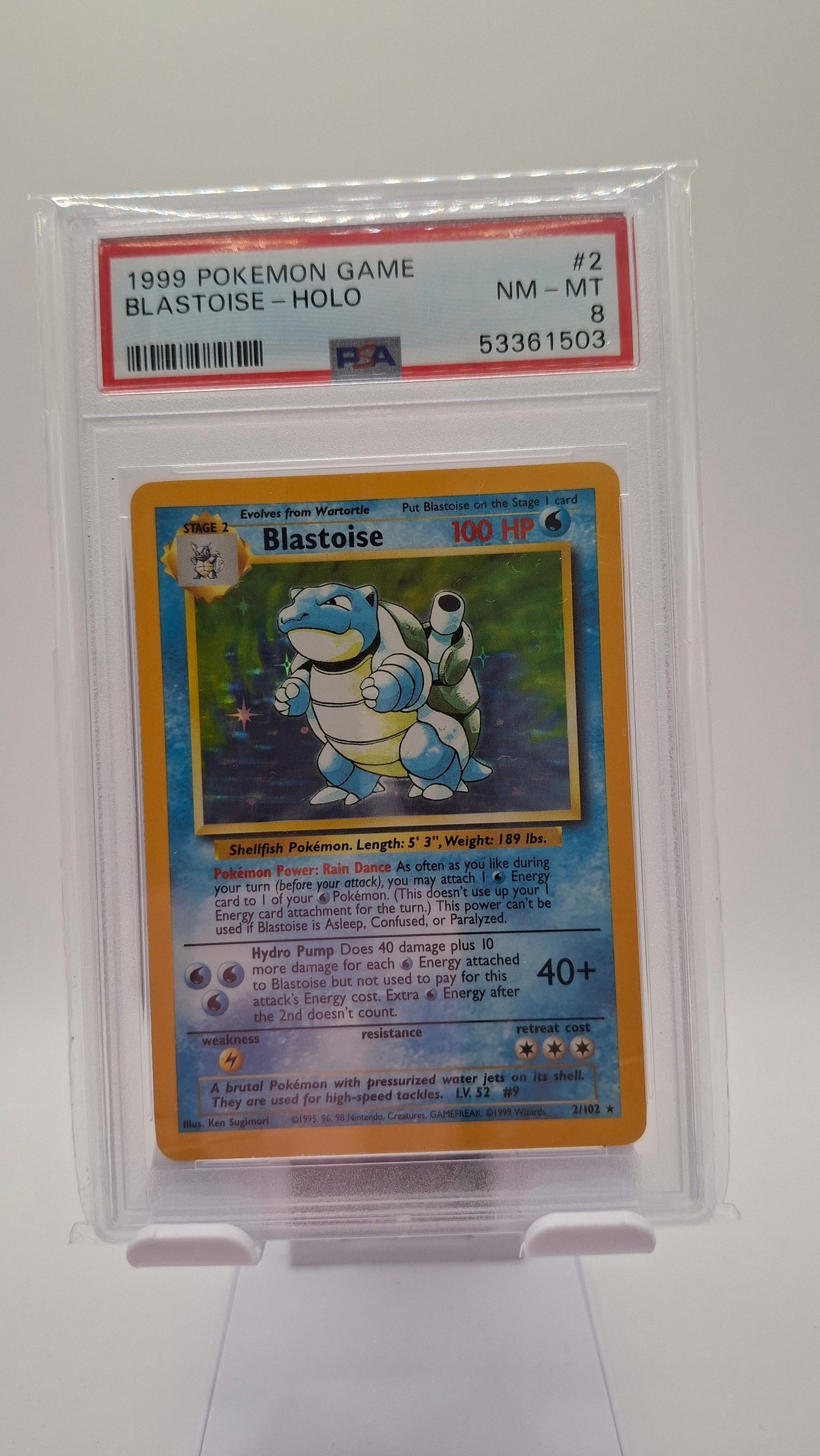 Base Set Blastoise Holo 2 PSA 8