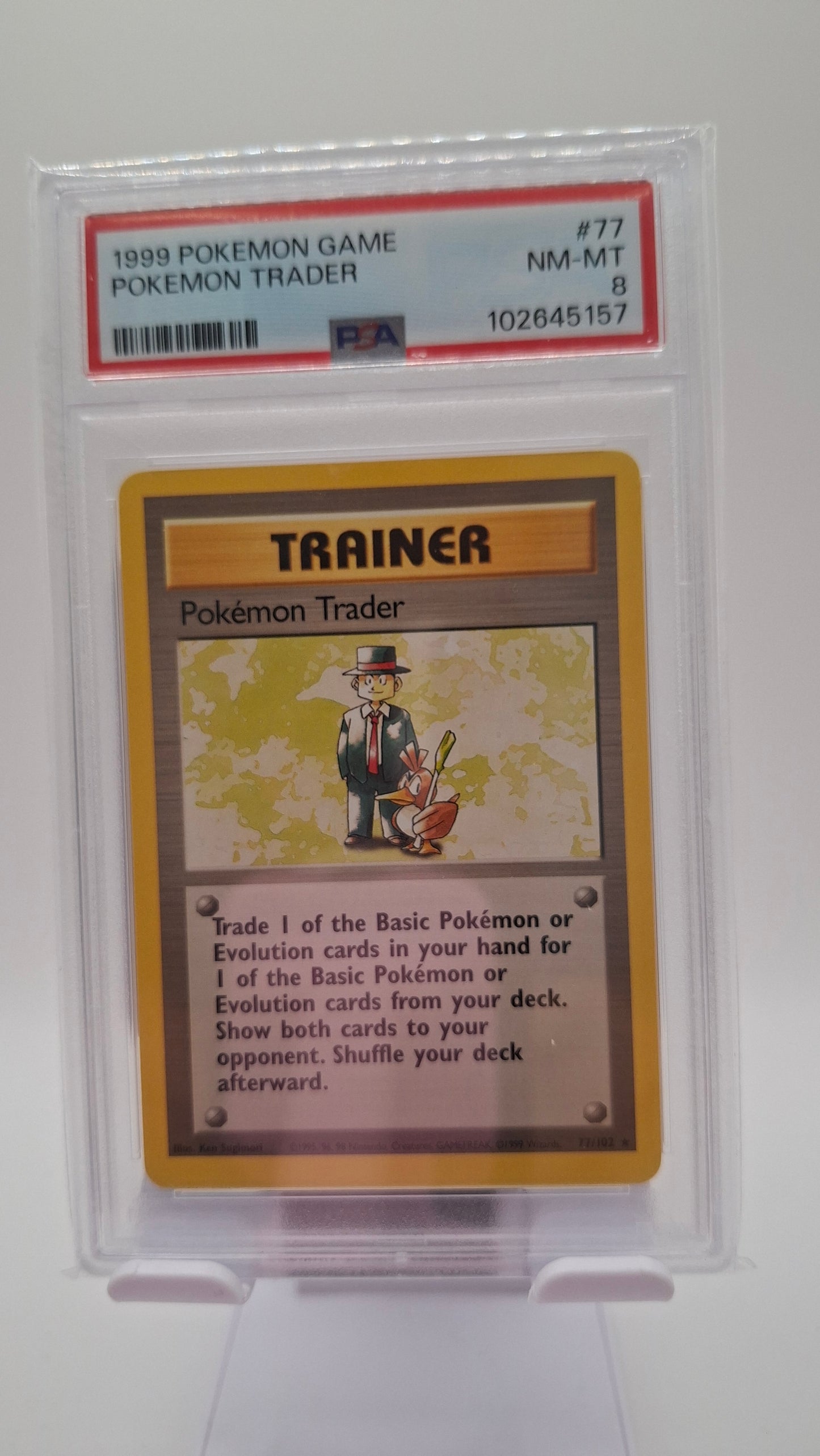 Base Set Pokemon Trader 77 PSA 8