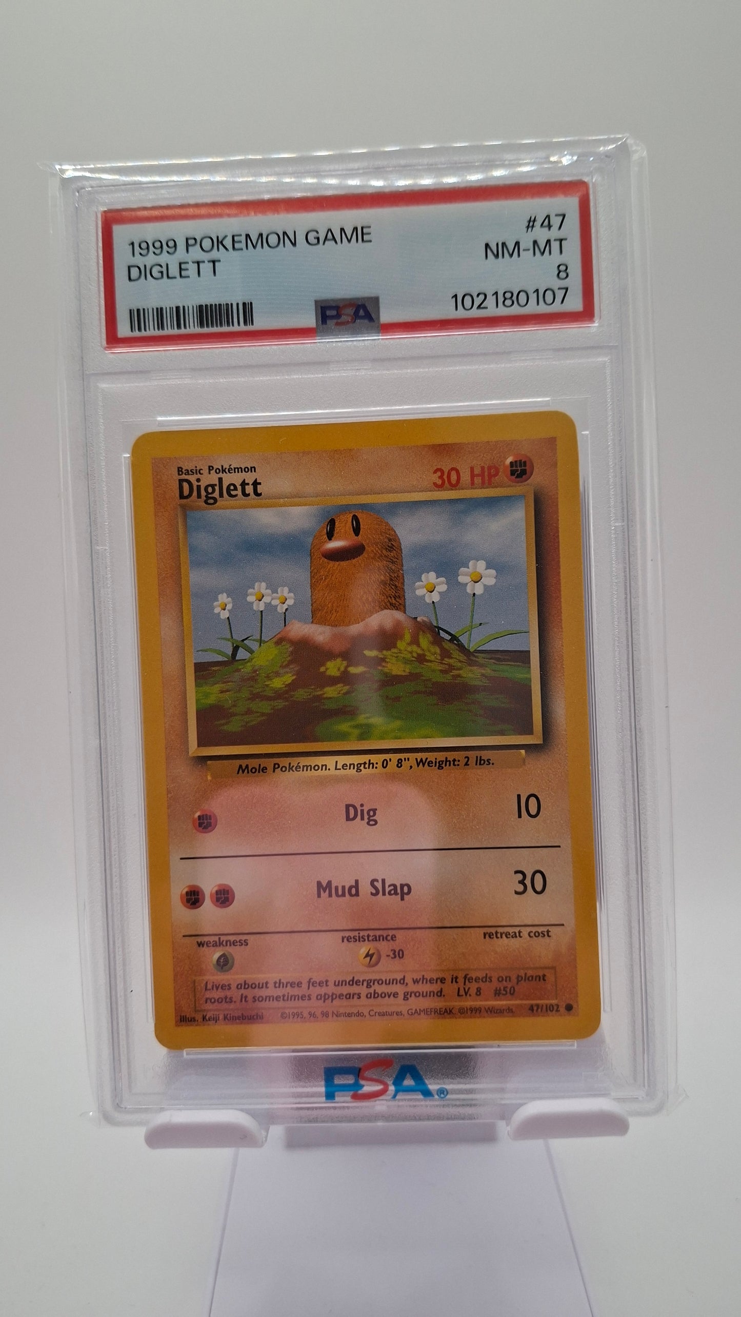 Base Set Diglett 47 PSA 8