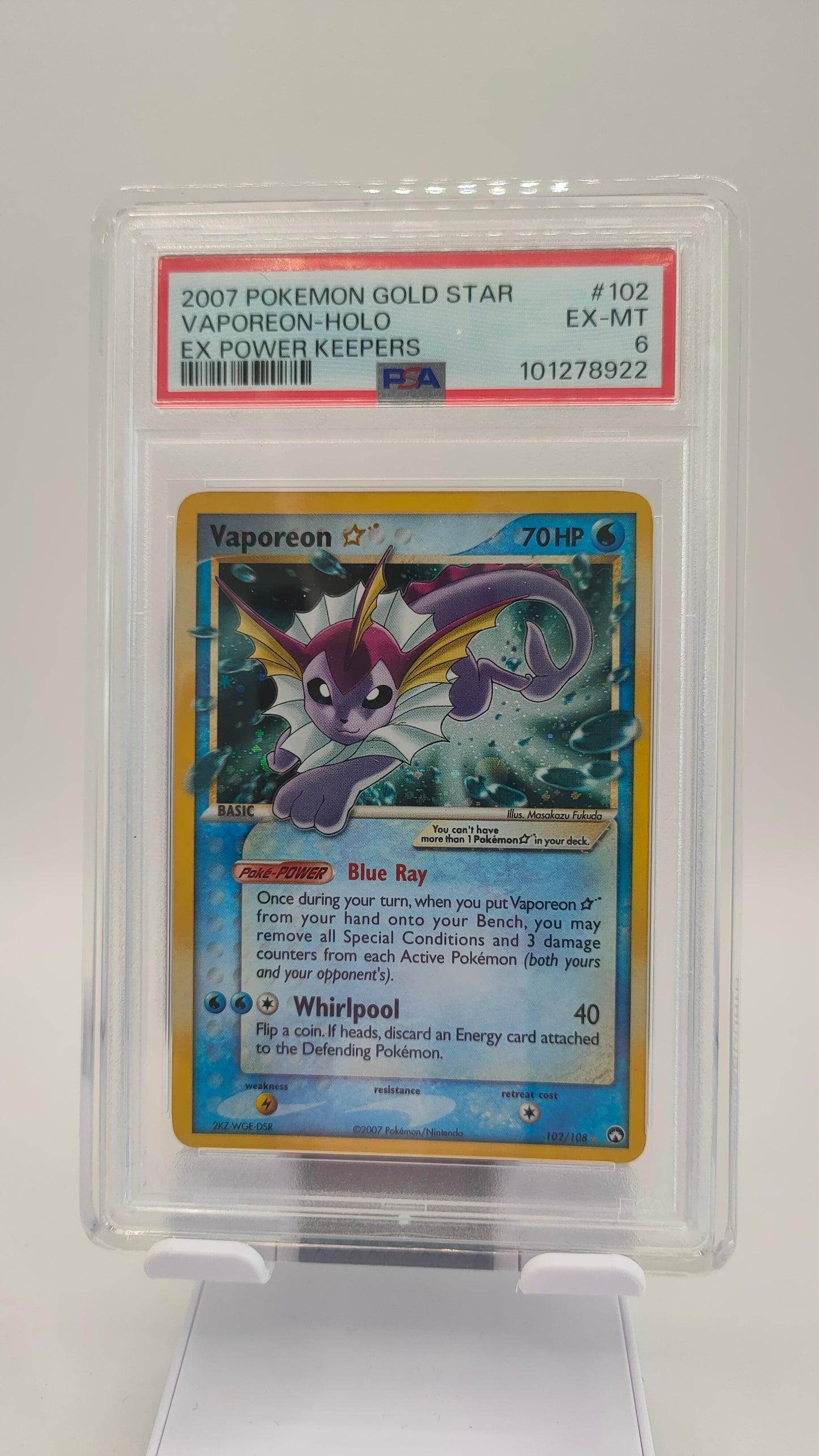 Vaporeon Gold Star 102 PSA 6