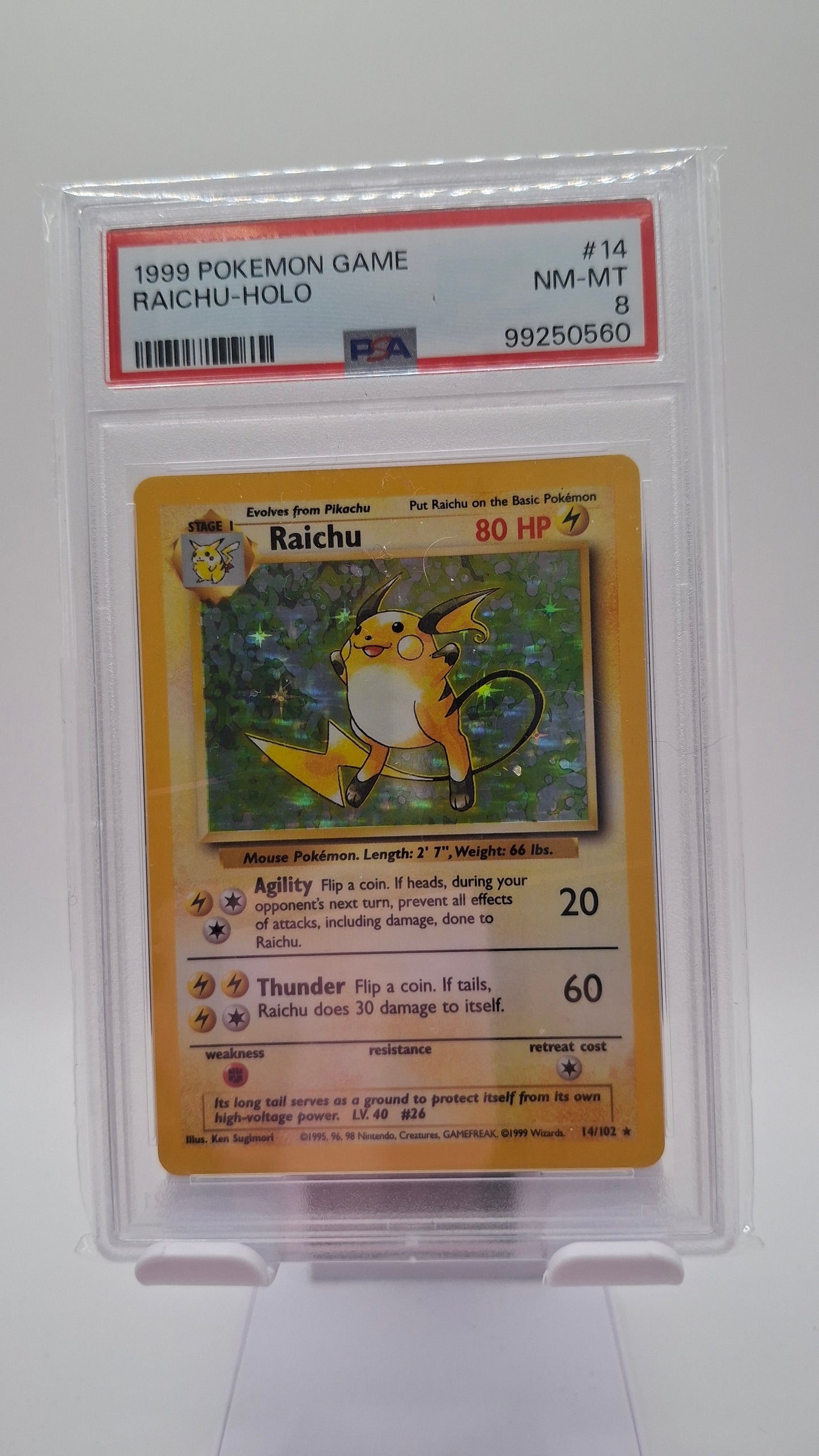 Base Set Raichu Holo 14 PSA 8