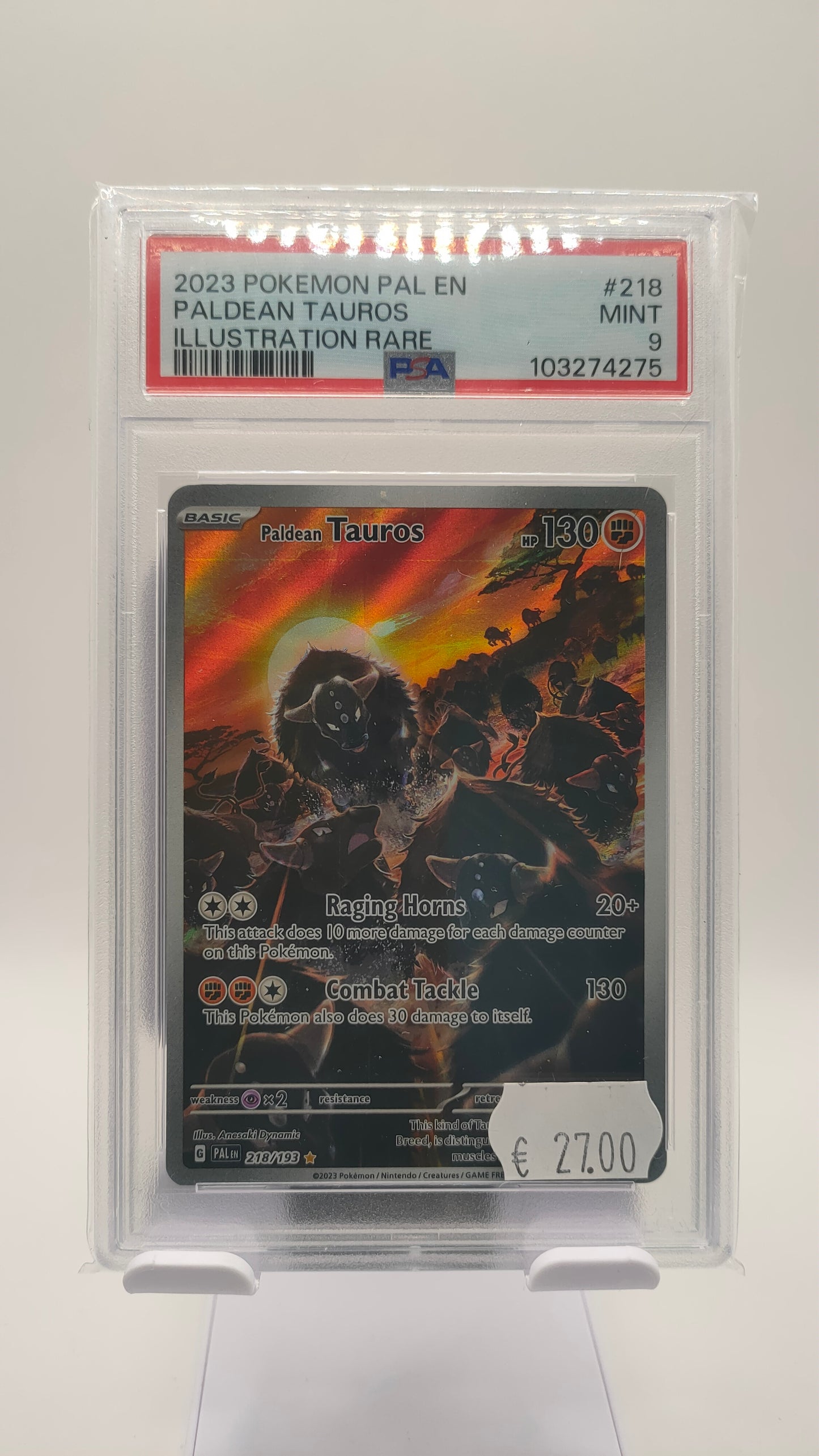 Paldean Tauros IR 218 PSA 9