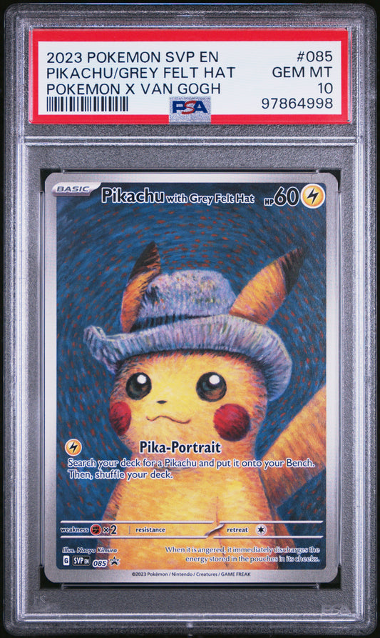 Pikachu (Gogh) Grey Felt Hat PSA 10