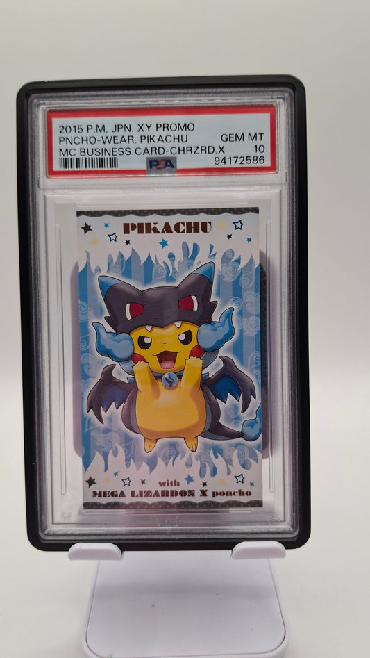 Poncho Pikachu M. Charizard X MC Business Card PSA 10