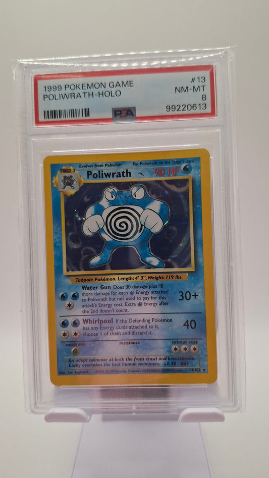 Base Set Poliwrath Holo 13 PSA 8