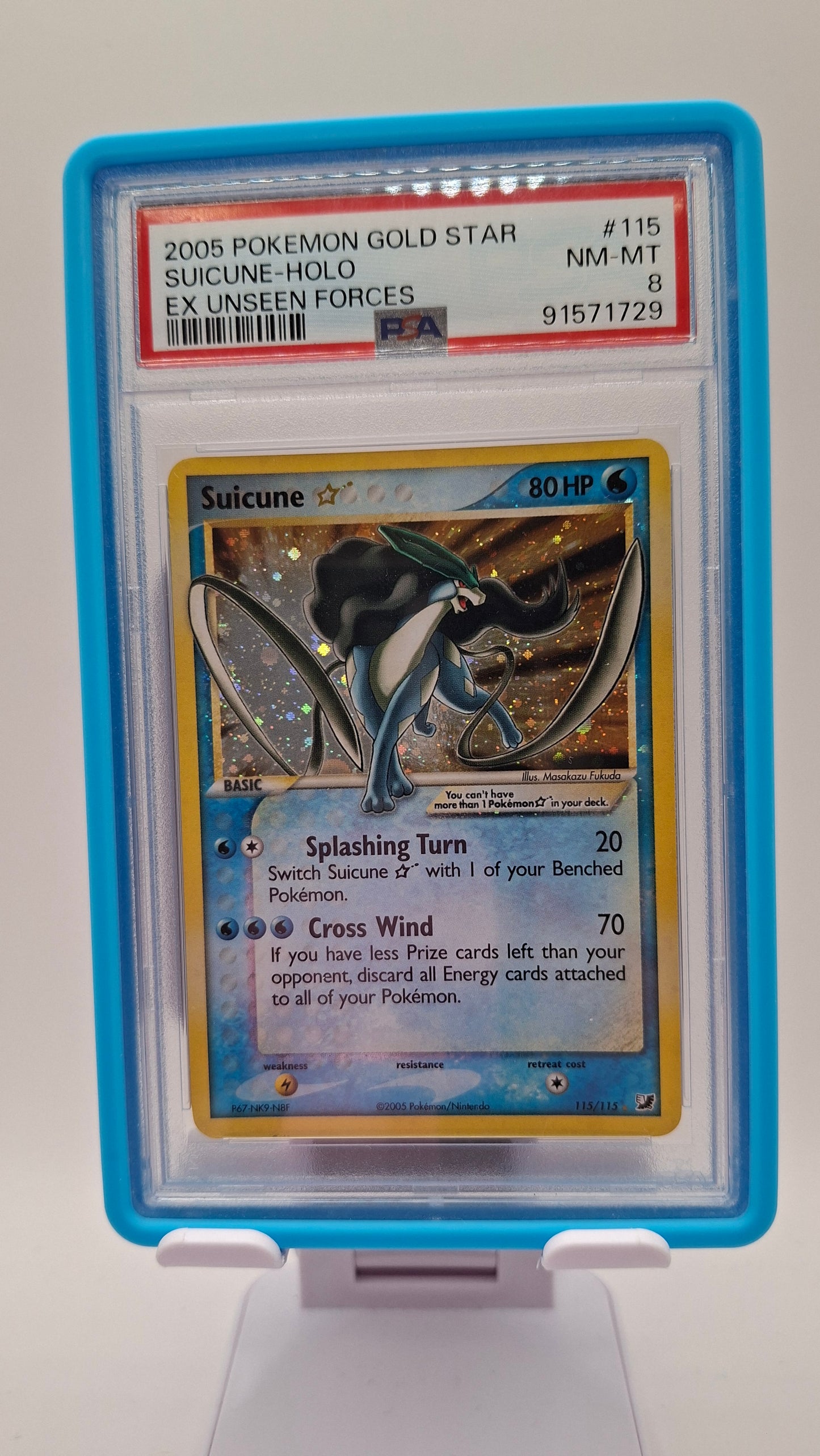 Suicune Gold Star 115 PSA 8