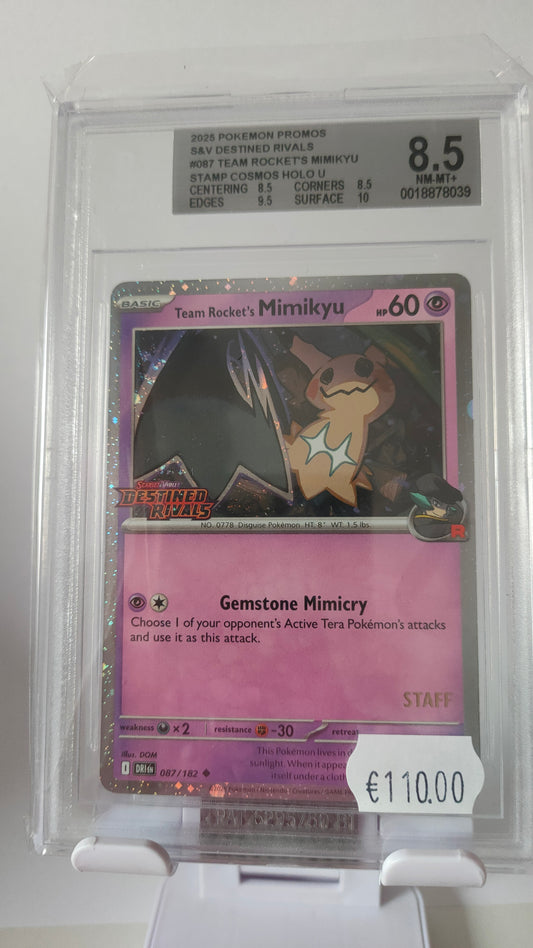 Team Rocket's Mimikyu STAFF Destined Rivals Promo BGS 8.5
