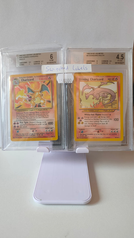 Base/Shining Charizard BGS 4.5 & 6 Switched Label