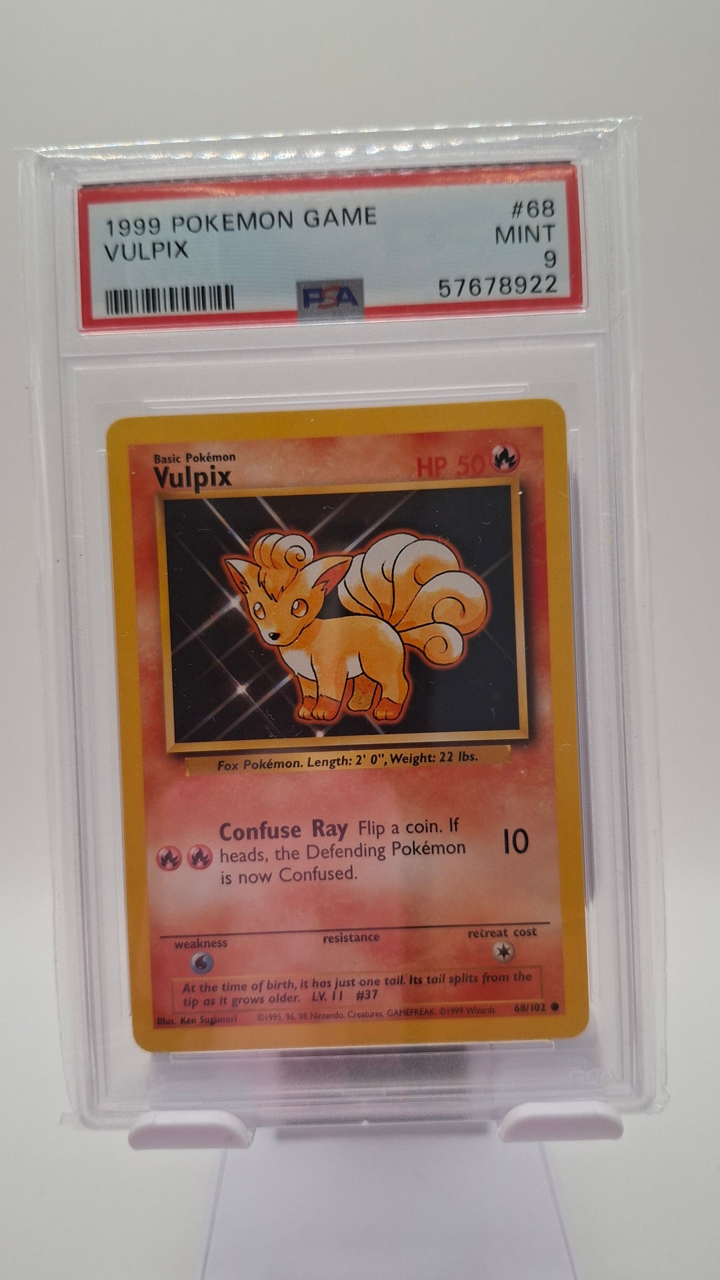 Base Set Vulpix HP50 Error 68 PSA 9
