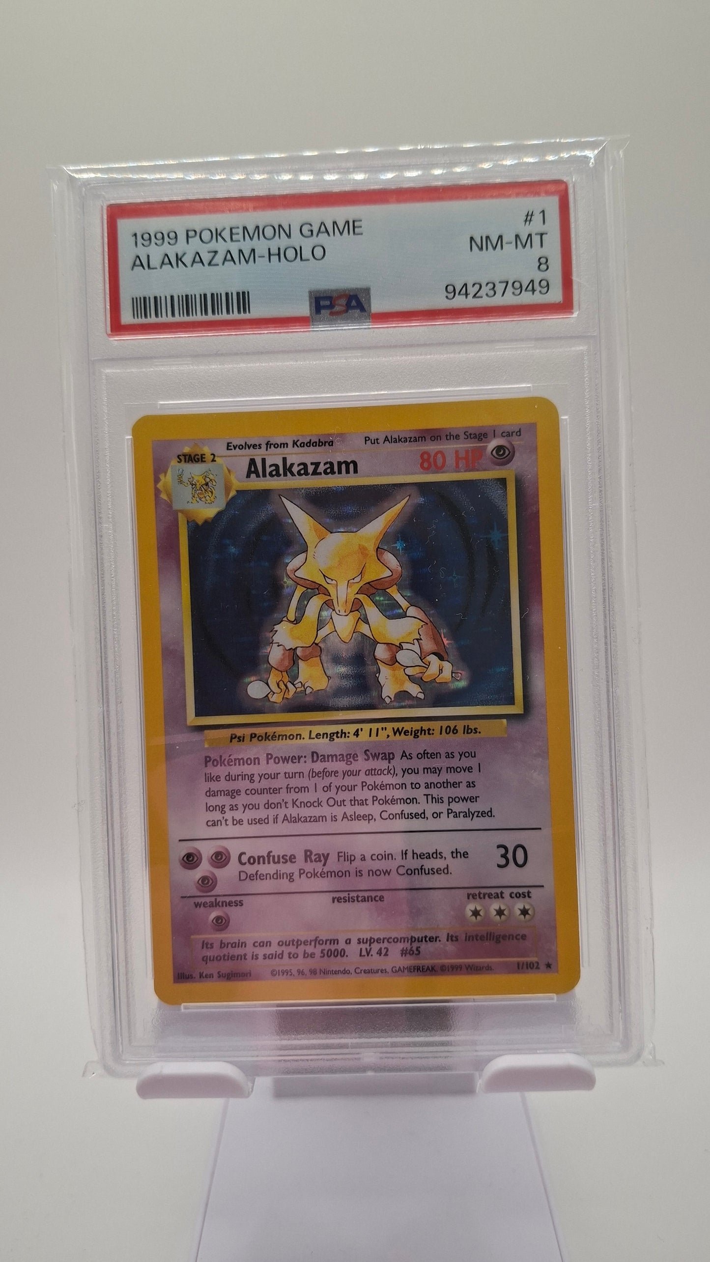 Base Set Alakazam Holo 1 PSA 8