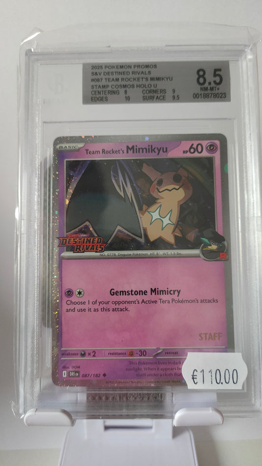 Rocket's Mimikyu STAFF Destined Rivals Promo BGS 8.5