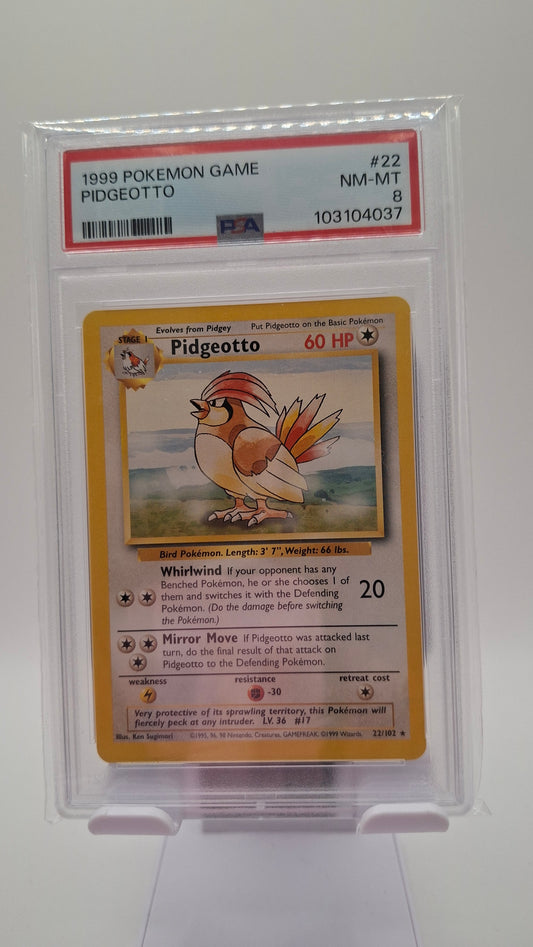 Base Set Pidgeotto 22 PSA 8