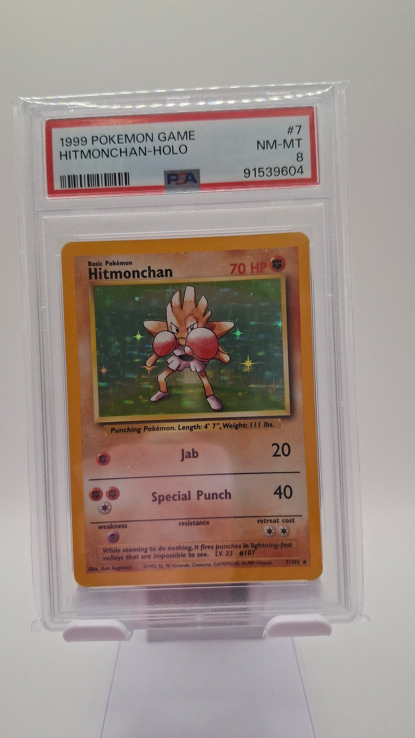 Base Set Hitmonchan Holo 7 PSA 8