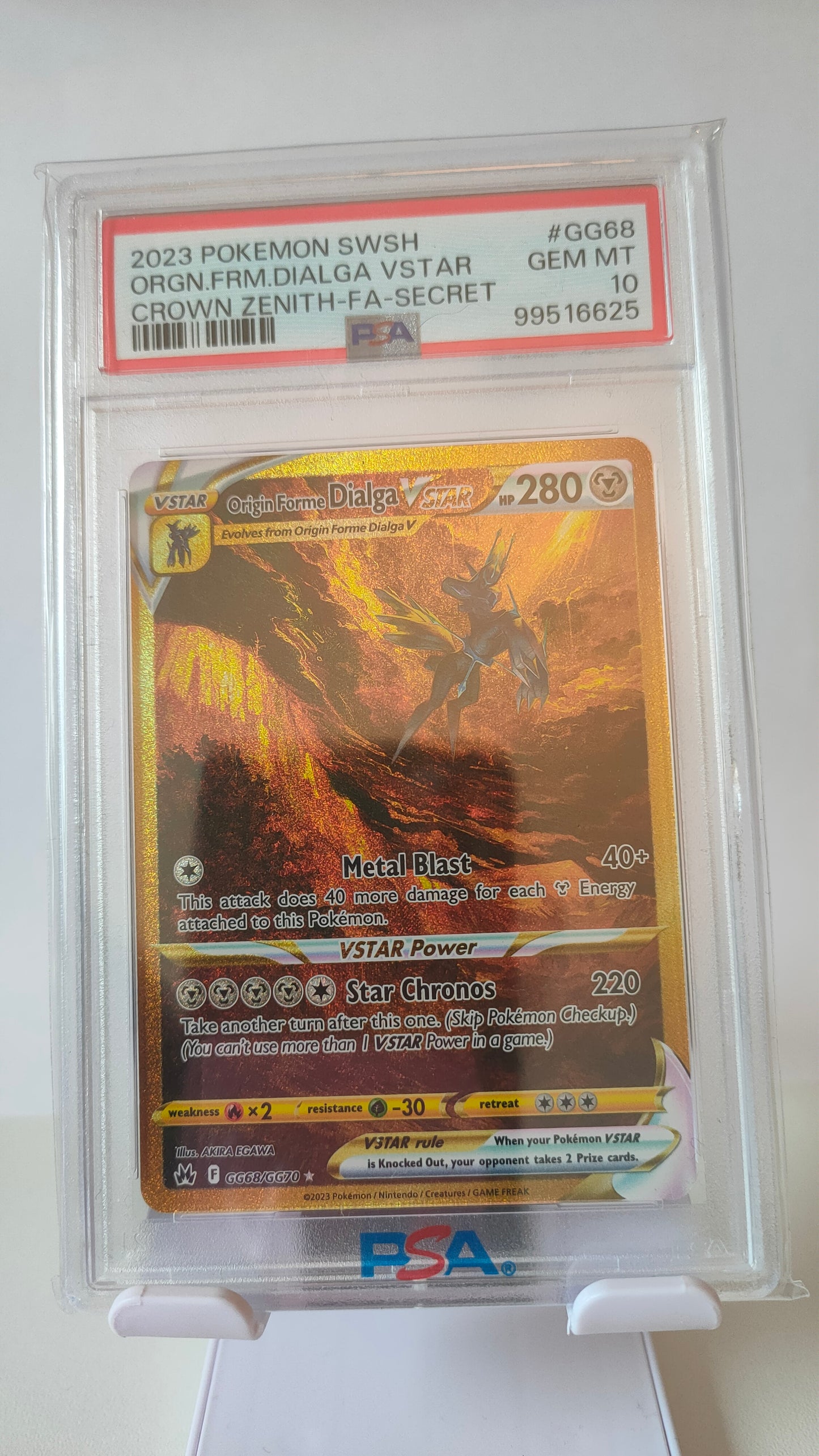 Origin Form Dialga Gold GG68 PSA 10