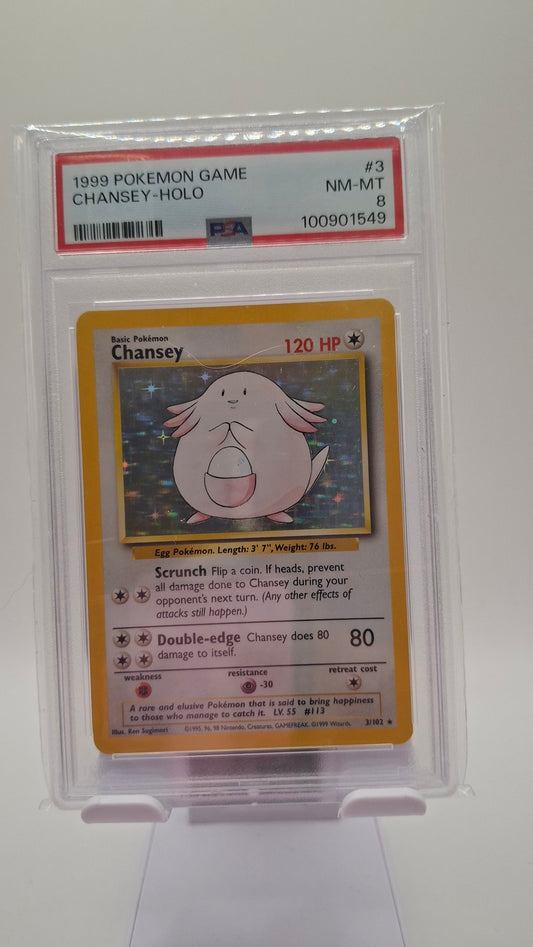 Base Set Chansey Holo 3 PSA 8