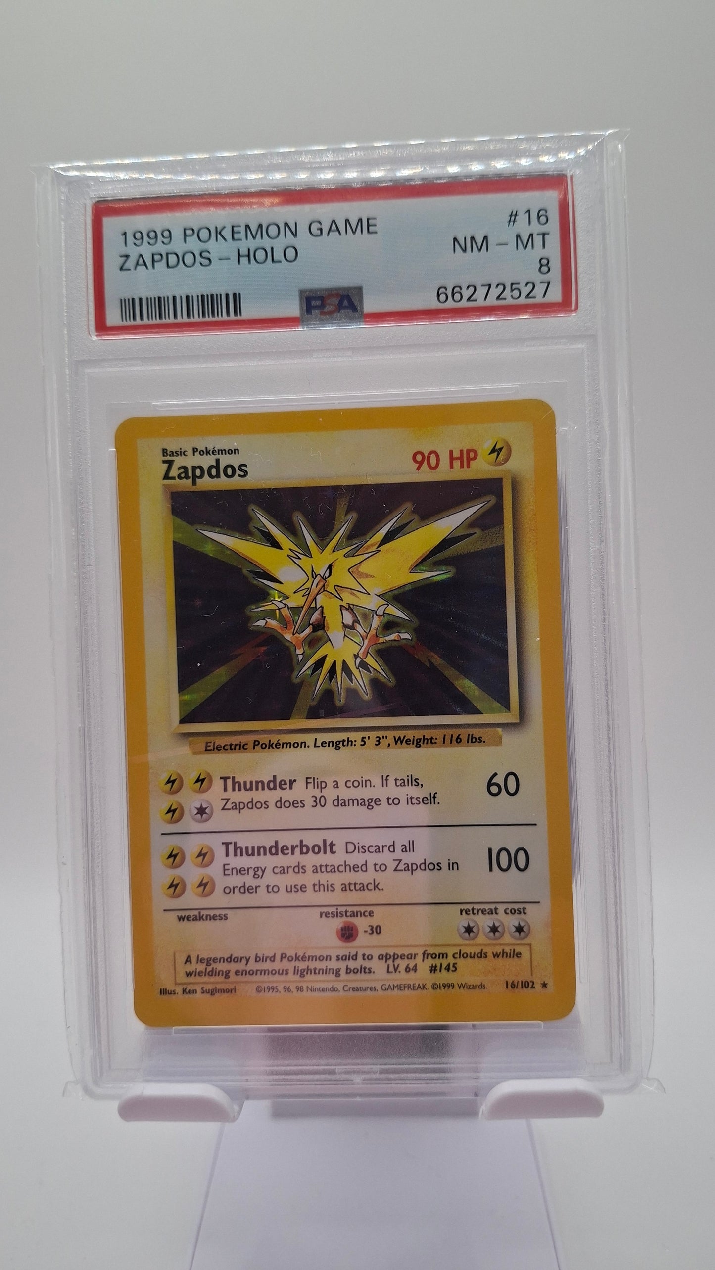 Base Set Zapdos Holo 16 PSA 8