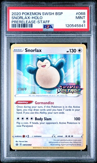 Staff Prerelease Snorlax PSA 9